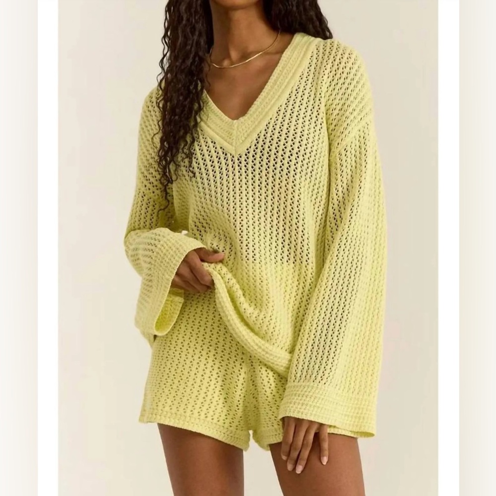 NWT Z Supply Kiami Crochet Sweater in Limeade